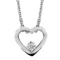 Colliers sur Artemare : Collier en argent rhodi&eacute; cha&icirc;ne avec pendentif coeur ajour&eacute; avec oxyde blancs &agrave; l'int&eacute;rieur - longueur 40cm + 4cm de rallonge