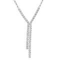 Colliers sur Artemare : Collier en argent rhodi&eacute; forme Y cha&icirc;ne avec suite d'oxydes blancs sertis clos aux extr&eacute;mit&eacute;s - longueur 46cm