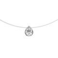 Colliers sur Artemare : Collier en argent rhodi&eacute; fil en nylon avec pendentif oxyde blanc en forme de goutte - longueur 40cm