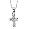 Colliers sur Artemare : Collier en argent rhodi&eacute; cha&icirc;ne avec pendentif croix chr&eacute;tienne orn&eacute;e d'oxydes blancs sertis - longueur 42cm + 3cm de rallonge