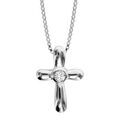 Colliers sur Artemare : Collier en argent rhodi&eacute; cha&icirc;ne avec pendentif croix chr&eacute;tienne arrondie et orn&eacute;e d'1 oxyde serti clos au milieu - longueur 42cm + 3cm de rallonge