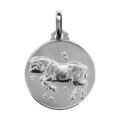 Pendentif m&eacute;daille en argent rhodi&eacute; zodiaque B&eacute;lier
