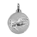 Pendentifs sur Artemare : Pendentif m&eacute;daille en argent rhodi&eacute; zodiaque Taureau