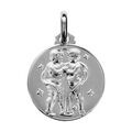 Pendentif m&eacute;daille en argent rhodi&eacute; zodiaque G&eacute;meaux