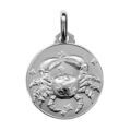Pendentif m&eacute;daille en argent rhodi&eacute; zodiaque Cancer