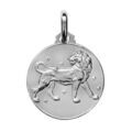 Pendentif m&eacute;daille en argent rhodi&eacute; zodiaque Lion Artemare