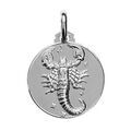 Pendentif m&eacute;daille en argent rhodi&eacute; zodiaque Scorpion Artemare