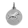 Pendentif m&eacute;daille en argent rhodi&eacute; zodiaque Capricorne