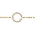 Bracelets sur Artemare : Bracelet en plaqu&eacute; or cha&icirc;ne avec au milieu 1 anneau orn&eacute; d'oxydes blancs sertis - longueur 16cm + 2,5cm de rallonge