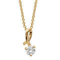 Colliers sur Artemare : Collier en plaqu&eacute; or cha&icirc;ne avec pendentif brin lisse faisant 1 boucle avec 1 oxyde blanc serti &agrave; l'extr&eacute;mit&eacute; - longueur 40cm + 4cm de rallonge
