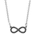 Colliers sur Artemare : Collier en argent rhodi&eacute; cha&icirc;ne avec pendentif petit symbole infini orn&eacute; d'oxydes noirs - longueur 42cm + 3cm de rallonge
