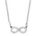 Colliers sur Artemare : Collier en argent rhodi&eacute; cha&icirc;ne avec pendentif petit symbole infini orn&eacute; d'oxydes blancs - longueur 42cm + 3cm de rallonge