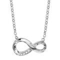 Collier en argent rhodi&eacute; cha&icirc;ne avec pendentif symbole infini stylis&eacute; avec 1 partie orn&eacute;e d'oxydes blancs - longueur 42cm + 3cm de rallonge Artemare