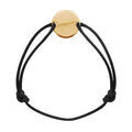 Bracelet en plaqu&eacute; or cordon coulissant noir avec plaque ronde &agrave; graver