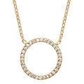Colliers sur Artemare : Collier en plaqu&eacute; or cha&icirc;ne avec pendentif anneau orn&eacute; d'oxydes blancs - longueur 36cm + 5cm de rallonge