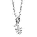 Collier en argent rhodi&eacute; cha&icirc;ne avec pendentif brin lisse faisant 1 boucle avec 1 oxyde blanc serti &agrave; l'extr&eacute;mit&eacute; - longueur 40cm + 4cm de rallonge Artemare