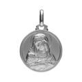 Pendentif m&eacute;daille en argent rhodi&eacute; vierge Marie et l'enfant J&eacute;sus Christ - diam&egrave;tre 16mm