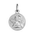 Pendentifs sur Artemare : Pendentif m&eacute;daille en argent rhodi&eacute; avec ange - diam&egrave;tre 12mm