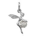 Pendentif en argent rhodi&eacute; f&eacute;e qui tient 1 boule en r&eacute;sine et strass blancs