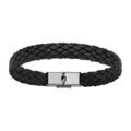 Bracelets sur Artemare : Bracelet en cuir noir tressage large - longueur 20,5cm r&eacute;glable