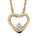 Colliers sur Artemare : Collier en plaqu&eacute; or cha&icirc;ne avec pendentif coeur ajour&eacute; avec oxyde blancs &agrave; l'int&eacute;rieur - longueur 40cm + 4cm de rallonge
