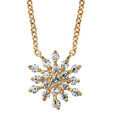 Colliers sur Artemare : Collier en plaqu&eacute; or cha&icirc;ne avec pendentif &eacute;toile 12 branches orn&eacute;es d'oxydes blancs sertis - longueur 40cm + 4cm de rallonge