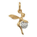 Pendentifs sur Artemare : Pendentif en plaqu&eacute; or f&eacute;e qui tient 1 boule en r&eacute;sine et strass blancs