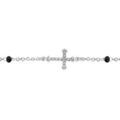 Bracelet en argent rhodié chaîne avec oxydes noirs et 1 croix couchée ornée d'oxydes blancs - longueur 16cm + 3cm de rallonge Bracelets sur Artemare : Bracelet en argent rhodié chaîne avec oxydes noirs et 1 croix couchée ornée d'oxydes blancs - longueur 16cm + 3cm de rallonge