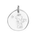 Pendentifs sur Artemare : Pendentif en argent galet avec ange qui prie grav&eacute; - diam&egrave;tre 16mm