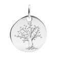 Pendentif en argent galet avec arbre de vie grav&eacute;