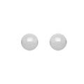Boucles d'oreilles en argent rhodi&eacute; boule en c&eacute;ramique blanche de 6mm et fermoir poussette Artemare