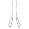 Boucles d'oreilles pendantes en argent rhodi&eacute; forme g&eacute;om&eacute;trique &eacute;vid&eacute;e suspendue et fermoir poussette
