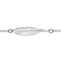 Bracelet en argent rhodi&eacute; cha&icirc;ne avec 1 plume au milieu - longueur 16cm + 3cm de rallonge