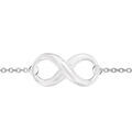 Bracelets sur Artemare : Bracelet en argent rhodi&eacute; cha&icirc;ne avec symbole infini en c&eacute;ramique blanche au milieu - longueur 16cm + 3cm de rallonge
