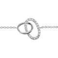 Bracelets sur Artemare : Bracelet en argent rhodi&eacute; cha&icirc;ne avec 2 anneaux ovales de taille diff&eacute;rente emmaill&eacute;s, 1 petit lisse et le gros orn&eacute; d'oxydes blancs sertis - longueur 16cm + 2cm de rallonge