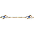 Bracelet en plaqu&eacute; or cha&icirc;ne avec 3 motifs 2 brins torsad&eacute;s dont 1 lisse et l'autre orn&eacute; d'oxydes blancs et 1 oxyde bleu fonc&eacute; au milieu - longueur 16cm + 3cm de rallonge