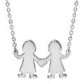 Colliers sur Artemare : Collier en argent cha&icirc;ne avec pendentif 2 petitd gar&ccedil;ons reli&eacute;s par un coeur au milieu possibilit&eacute; de gravure- longueur 40cm + 4cm de rallonge