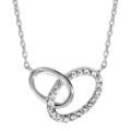 Colliers sur Artemare : Collier en argent rhodi&eacute; cha&icirc;ne avec pendentif 2 anneaux ovales de taille diff&eacute;rente emmaill&eacute;s, 1 petit lisse et le gros orn&eacute; d'oxydes blancs sertis - longueur 40cm + 4cm de rallonge
