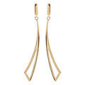 Boucles d'oreilles pendantes en plaqu&eacute; or &eacute;ventail simple &eacute;vid&eacute;e suspendue et fermoir poussette Artemare