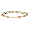 Bracelets sur Artemare : Bracelet jonc en plaqu&eacute; or articul&eacute; avec brins torsad&eacute;s lisse et orn&eacute; d'oxydes blancs sertis
