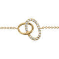 Bracelet en plaqué or chaîne avec 2 ovales de taille différente emmaillés, 1 petit lisse et le gros orné d'oxydes blancs sertis - longueur 16cm + 2cm de rallonge Bracelets sur Artemare : Bracelet en plaqué or chaîne avec 2 ovales de taille différente emmaillés, 1 petit lisse et le gros orné d'oxydes blancs sertis - longueur 16cm + 2cm de rallonge