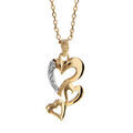Collier en plaqu&eacute; or cha&icirc;ne avec pendentif 3 coeurs d&eacute;coup&eacute;s dont 1 ouvrag&eacute; - longueur 42cm + 3cm de rallonge