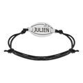 Bracelet en acier et cordon coulissant noir avec 1 ballon de rugby XV au milieu Bracelets sur Artemare : Bracelet en acier et cordon coulissant noir avec 1 ballon de rugby XV au milieu