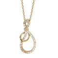 Colliers sur Artemare : Collier en plaqu&eacute; or cha&icirc;ne avec pendentif boucles emmaill&eacute;es dont 1 petite lisse et l'autre orn&eacute;e d'oxydes blancs sertis - longueur 42cm + 3cm de rallonge