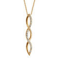 Colliers sur Artemare : Collier en plaqu&eacute; or cha&icirc;ne avec pendentif torsade allong&eacute;e avec 1 moiti&eacute; orn&eacute;e d'oxydes blancs sertis - longueur 40cm + 4cm de rallonge