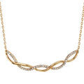 Colliers sur Artemare : Collier en plaqu&eacute; or cha&icirc;ne avec pendentif 2 brins torsad&eacute;s, 1 lisse et l'autre orn&eacute; d'oxydes blancs sertis - longueur 40cm + 4cm de rallonge