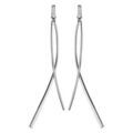 Boucles d'oreille sur Artemare : Boucles d'oreilles pendantes en argent rhodi&eacute; baguettes lisses et courb&eacute;es avec fermoir poussette