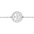 Bracelet en argent rhodi&eacute; cha&icirc;ne maille boules avec au milieu 1 cercle avec 1 arbre de vie &agrave; l'int&eacute;rieur - longueur 16cm + 3cm de rallonge