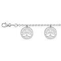 Bracelet en argent rhodié chaîne avec 5 pampilles arbres de vie ajourés - longueur 16cm + 3cm de rallonge Bracelets sur Artemare : Bracelet en argent rhodié chaîne avec 5 pampilles arbres de vie ajourés - longueur 16cm + 3cm de rallonge