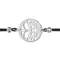 Bracelet en argent rhodié cordon doublé noir avec rond découpé en arbre de vie à l'intérieur - longueur 16cm + 3cm de rallonge Bracelets sur Artemare : Bracelet en argent rhodié cordon doublé noir avec rond découpé en arbre de vie à l'intérieur - longueur 16cm + 3cm de rallonge